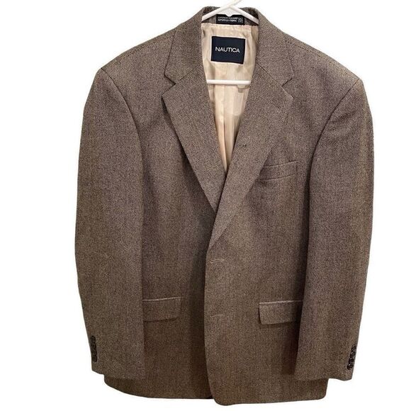 Vintage Nautica Blazer Mens 43L Lambswool Two Button Sportcoat - Picture 1 of 10